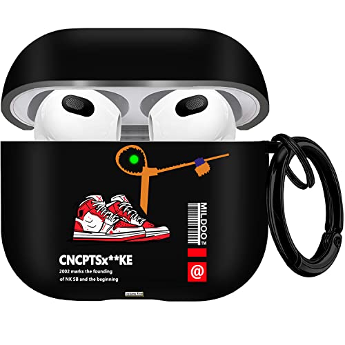 Ejmm For Airpods 3Rd Generation Case, Cool Sports Shoes Design Tpu Protective Accessories Skin With Keychain Compatible With Airpods 3Rd Generation For Men Boys Teen Girls,Black Red Shoes #TOP4