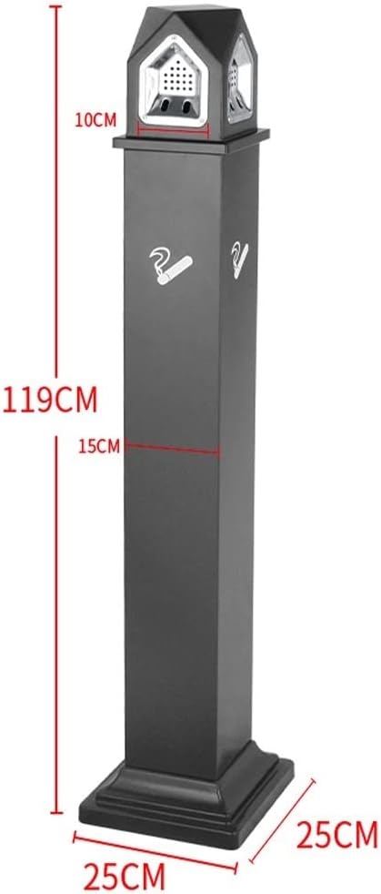 Ashtray Trash Can Outdoor Floor Ashtray Outdoor/Indoor Post Outdoor Butt Bin 119cm High Terrace Ashtray(Black)