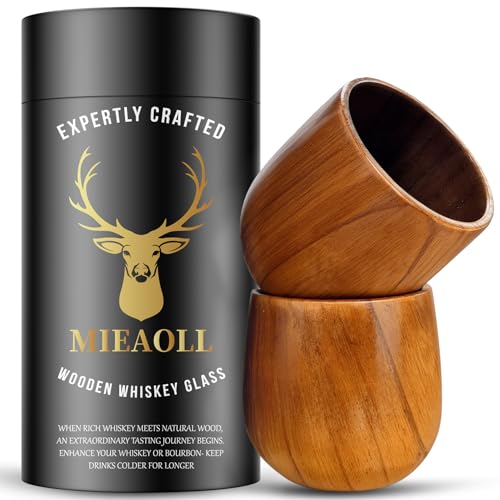 Mieaoll Wooden Whiskey Glass Gifts For Men - Charred Wood