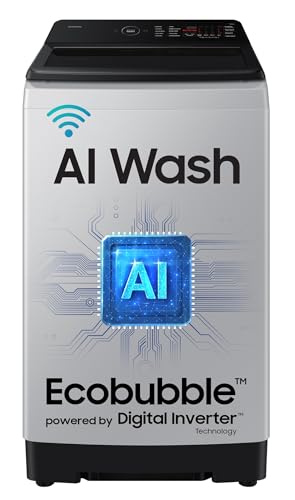 Image of Samsung 8 Kg, 5 Star, AI Wash, AI Energy Mode, Wi-Fi, Ecobubble, AI VRT+, Super Speed, Soft Closing Door, Digital Inverter, Fully-Automatic Top Load Washing Machine (WA80F08S2LTL, Lavender Gray)