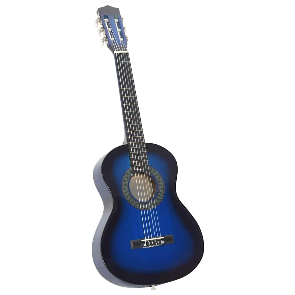 vidaXL Guitarra Clásica para Niños y Principiantes Aficionados Instrumento Musical Acústica Óptima para Jóvenes Alumnos Azul 1/2 34"