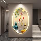 Cuadro decorativo LED vertical ovalado retroiluminado para el hogar.