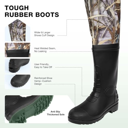Lekesky Fishing Waders with Boot for Men Women - 2-Ply Nylon/Pvc Waterproof Chest Waders for Fly Fishing,Duck Hunting