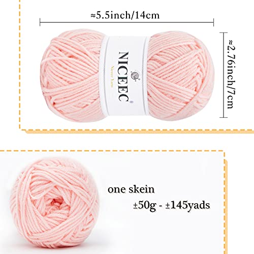 Image of NICEEC 300g Soft Assorted Colors Yarn - Sport Weight,100% Acrylic, 4 Ply, Bonbons Yarn for Crochet & Knit, DIY Project Starter Kit for Kids or Adults(Total 870yds) - Series 9