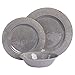 Gibson Home Mauna Melamine Plastic Dinnerware Set, Service for 4 (12pcs), Grey Rustic