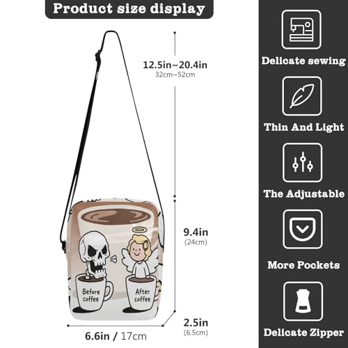 cute messenger bag Shoulder Bag For Woman Shoulder Handbag Adjustable Strap for business business- Coffee Save3