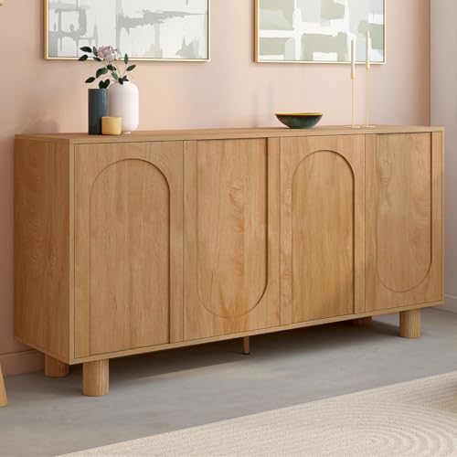 Buffet 160 cm ARCHIE 4 portes design arche effet bois - vue 3