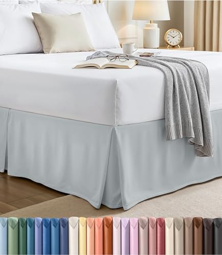Utopia Bedding Queen Bed Skirt - Soft Quadruple Pleated Ruffle - Easy Fit with 16 Inch Tailored Drop - Hotel Quality, Shrinkage and Fade Resistant (Queen, Light Grey)