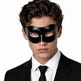 Exlinonline Black Masquerade Mask For Men, Elastic Tie, Perfect For Halloween, Masquerade Mask Party,Costume