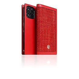 SLG D5 Edition Belgian Fabric Wallet Case for iPhone 14 Pro Max - Handcrafted Diary Style with Card Holders and Side Cash Pocket, Gift Box Included (Red)