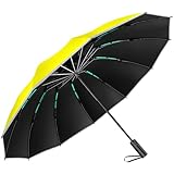 VARNIC 折りたたみ傘 【頑丈な12本骨 逆折り式】 ワンタッチで自動開閉 折り畳み傘 大きいサイズ 耐風撥水 丈夫耐久 豪雨対応 梅雨/台風対策 UVカット 遮光遮熱 日傘 晴雨兼用 反射テープ 収納ポーチ付き おりたたみ傘 男子日傘 UPF50+ 男女兼用（レモンイエロー）