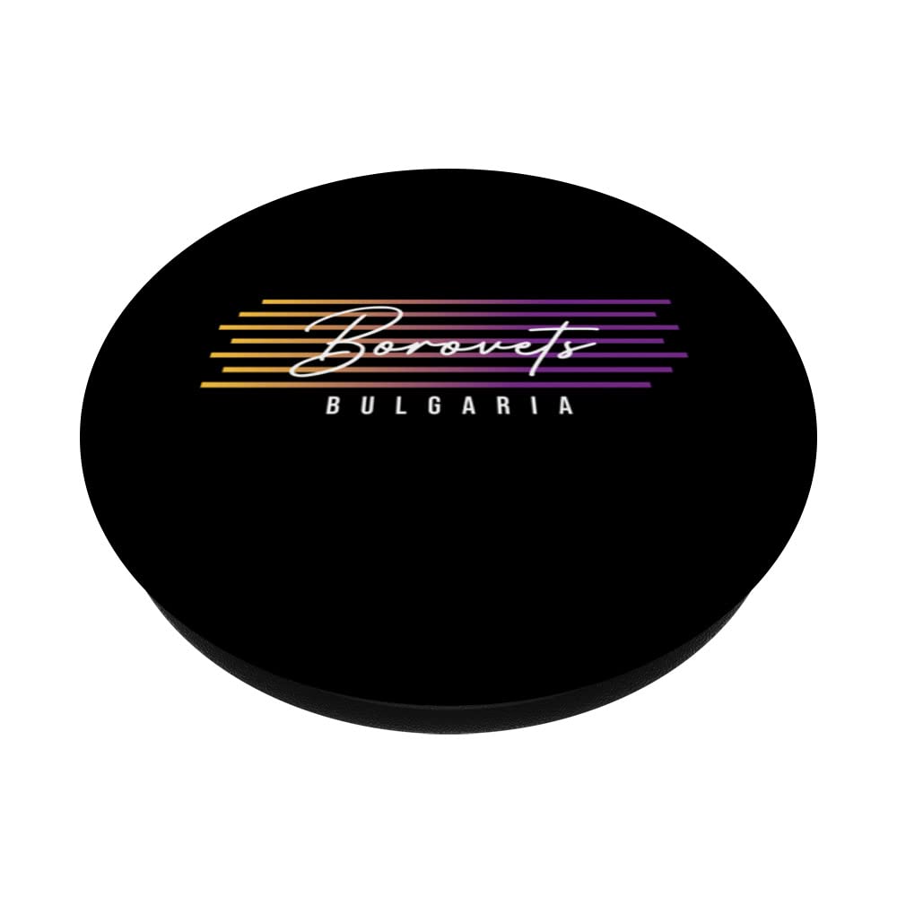 Borovets Bulgaria Ski Resort Retro Skiing Holiday Souvenir PopSockets Swappable PopGrip, Black - Image 2