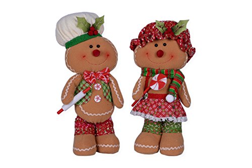 Smiling Mr. And Mrs. Gingerbread 16 X 8 Plush Christmas Figurine Set Of 2 #TOP2