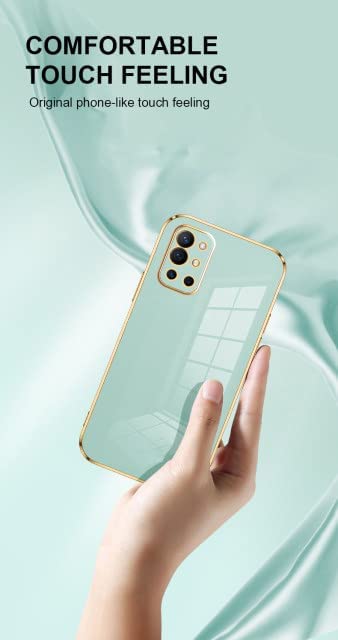 Image of for OnePlus 9R Luxury Square Plating Phone Case Solid Color Soft Silicone Back Cover (for OnePlus 9R, Mint Green)