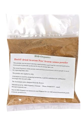BSD Organics Avarampoo Powder/Tangedu Flower/Tarwar/Avaram Senna/Senna Auriculata/For Skin Dieases&Body Odour - 50 Gm / 1.7 Oz