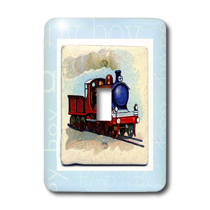 Interrupteur train simple à bascule au design vintage rouge et bleu rustique - 3