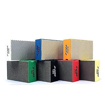 Z-Lion Diamond Hand Polishing Pads Arc Shape Back for Glass Granite Marble Quartz-Pack of 7 Pcs