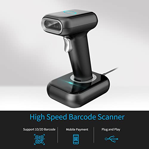 Kiboule High Speed Barcode Scanner 1D / 2D / QR Code Scanner 2.4G Wireless & USB Wired Bar Code com