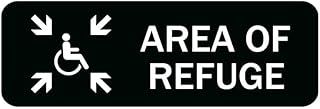 Area of Refuge Acrylic Sign for Home/Office - Thick Self-Adhesive, 10" x 3" Modern Design - Ideal for Emergency Prep Teams, Public Spaces