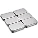 Hotop 6 Pack 3.75 x 2.45 x 0.8 Inch Tins Container Rectangular Hinged Containers Small Storage Kit Silver Metal Empty Mini Portable Tin Box, Home Organizer