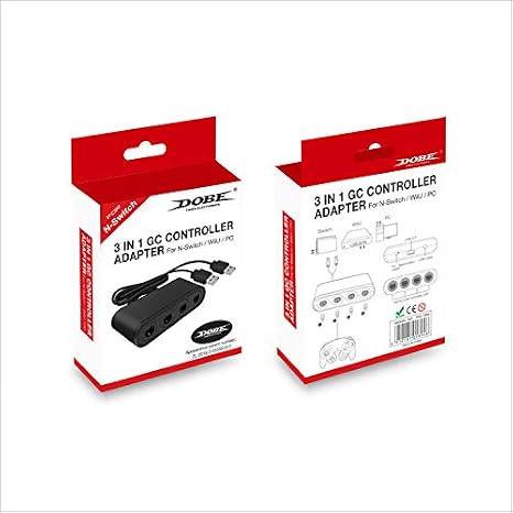 Dobe GameCube Controller Adapter for Nintendo Switch, Wii U, and PC - 4-Port Compatible With Super Smash Bros