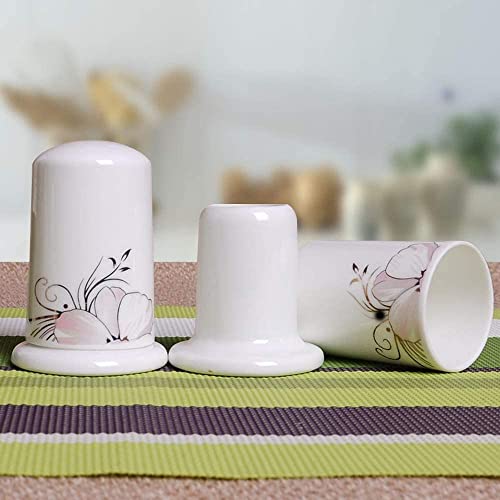 Distributeur cure-dents céramique fleur blanche pour table chic - 6
