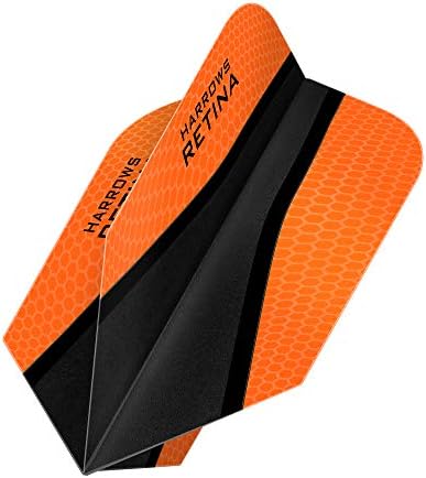 Harrows Retina X | Premium Extra Strong 100 Micron Dart Flights in Slim Shape, 5 Sets of 3 Flights, 15 Flights In Total, Orange