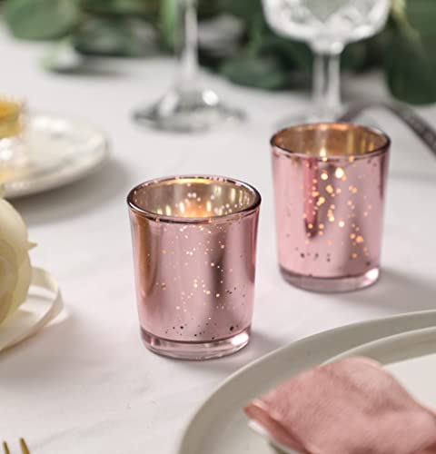 Rose Gold Votive Candle Holders, Mercury Glass Tealight Candle Holder Set Of 48, Perfect Centerpieces For Wedding, Party, Home Decor #TOP1