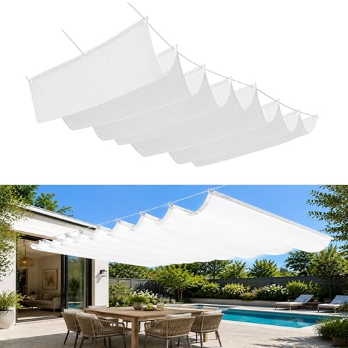 Voile d'ombrage vague anti-UV protecteur rétractable blanc - 2