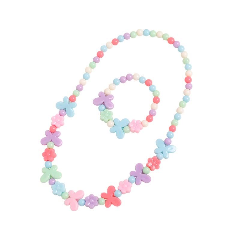 El Regalo 2 PCs Kids Girls Colorful Jewelry Sets – Kids Candy Color Beads Necklace & Bracelets Jewelry Sets for Girls & Toddlers