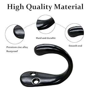 Gutapo Coffee Cup Hooks 20pcs Black Hooks Door Wall Closet Mounted Single Hook Hangers for Robe Coat with 46pcs Screws