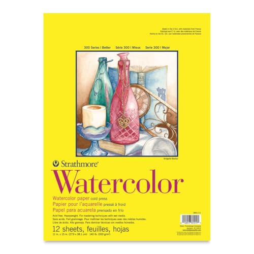 Strathmore 300 Series Watercolor Paper Pad, Tape Bound,...