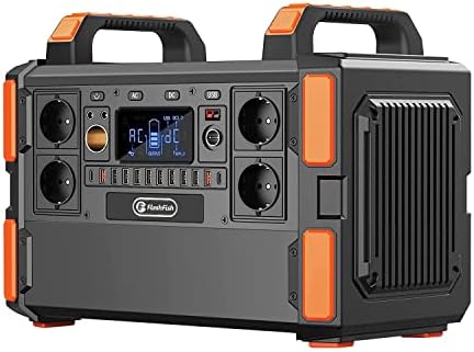 Flashfish Portable Power Station 1000 W / 1048 Wh LiFePo4 Battery Solar Generator, 230 V AC Output with Pure Sine Wave, Large Power Bank with Socket for Travel, Camping, Outdoor Adventures and