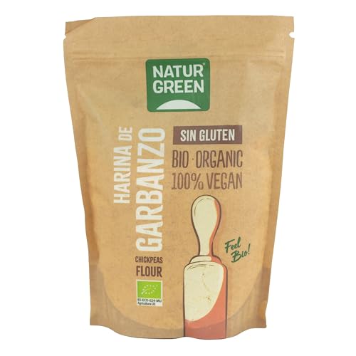 Naturgreen - Harina de Garbanzos BIO, Harina Ecológica, Rica en Proteínas, Fuente de Fibra, Ideal para Rebozados o Tortillas, 100% Vegana, Sin Gluten - Pack 6 unidades de 500 g