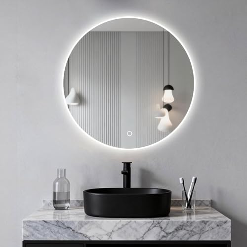 Miroir Rond LED pour Salle de Bain - Éclairage Intégré, Anti-buée et Contrôle Tactile - 90x90 cm