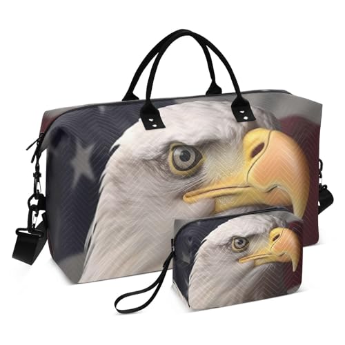 Large Travel Duffel Bag, Bald Animal American Sports Tote Gym Bag, Shoulder Weekender Overnight Bag for Women Men, Carry On Luggage with Toiletry Bag