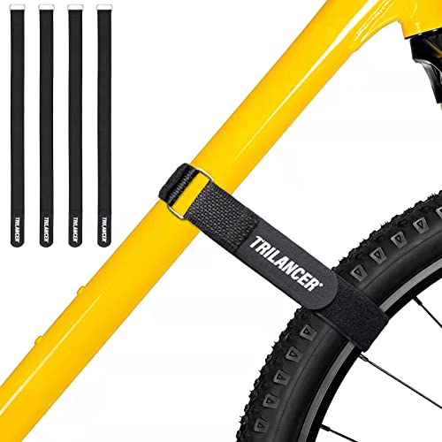 Sangles pour Porte-Vélos, 4 PCs Sangles Trilancer Réglables pour Stabiliser les Vélos avec Système Scratch pour Support à Vélo sur Voiture et Râtelier à Vélo, pour le Transport & Stockage(65 x 3,8 cm) Cover