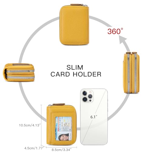 Image of RNIEGA Credit Card Holder Wallet RFID Blocking Leather Small Wallet for Women Double Zipper Wallet with ID Window