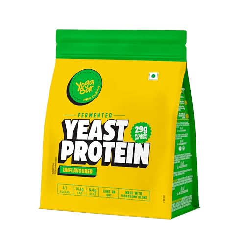 Image of Yogabar Fermented Yeast Protein Powder|31g Protein|Complete Protein Supplement|High Absorption, No Bloating, Gut Friendly|Unflavoured|PDCASS 1|500g