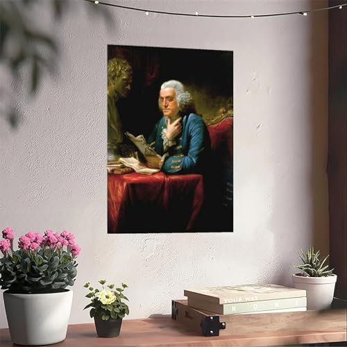 Portrait de Benjamin Franklin impression sur toile David Martin sans cadre 30x45 cm
