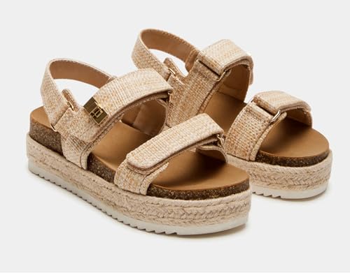 Image of Women's Platform Raffia sandals Wedge Sandals Espadrille Sandals Adjustable Buckle Strap Summer Open Toe Woven Slingback Beach Sandals