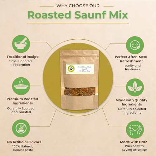 Image of Jyoti Ben's Mukhwas - Roasted Fennel Seeds (Saunf) with Dhana Daal (250gm) |Premium Mukhwas|Digestive Mouth Freshener|After-Meal Snacks|100% Natural|Good For Digestion - 250 Gram | Pack of 2