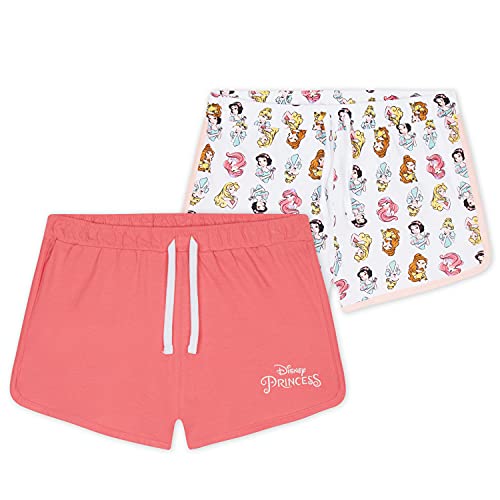 Disney Pantalon Corto Niña, Pack De 2 Pantalones Cortos de Princesas, Regalos para Niñas 18 Meses - 12 Años (Blanco/Rosa, 11-12 años)