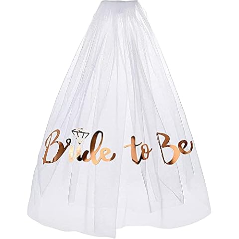 CICILIAYA Bride to Be Veil Bachelorette Party Veil Bridal Veil Wedding Veil Women's White Short Veils with Comb for Brides Shower Bachelorette Hen Party Costume Dress Up Gift Prom Halloween (White1) Cover