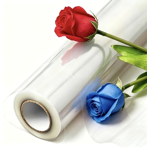 Vanhench 32in120ft (1440) 3Mil Thick Clear Cellophane Wrap Roll for Gift Basket Bag Treats Bouquet Flower Wrapping Clear Plastic Wrap Valentines Easter Wrapping Paper (32 fold into 16)