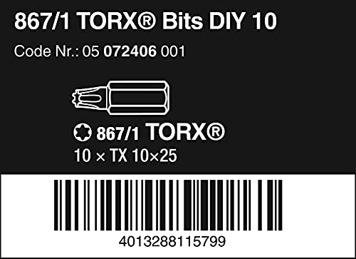Wera Bit-Sortiment, 867/1 TX 10 DIY, TX 10 x 25 mm (10 Bits pro Box), 05072406001 (Packung mit 2) – Ansicht 3