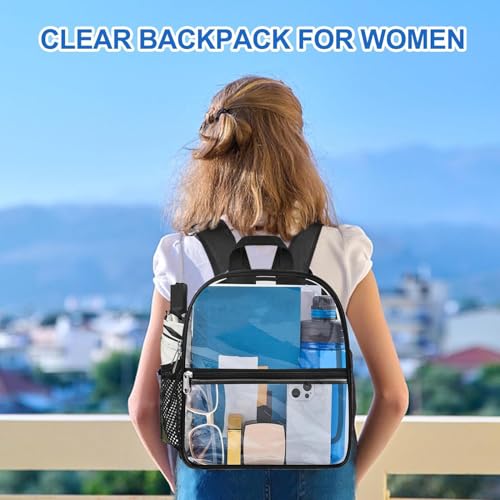 Oraben Clear Backpack Stadium Approved 12×12×6, Small Clear Backpack Transparent Backpack for Sports Event Concert