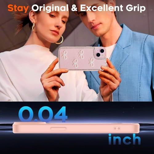 Image of DIZORO Compatible for iPhone 13 / iPhone 14 Cover 6.1, Luxury Diamond Cute with Bow Glitter Bling Case with Full Camera Protection PC+TPU Glossy Shiny Back Cover Case for Girls Women (Pink)