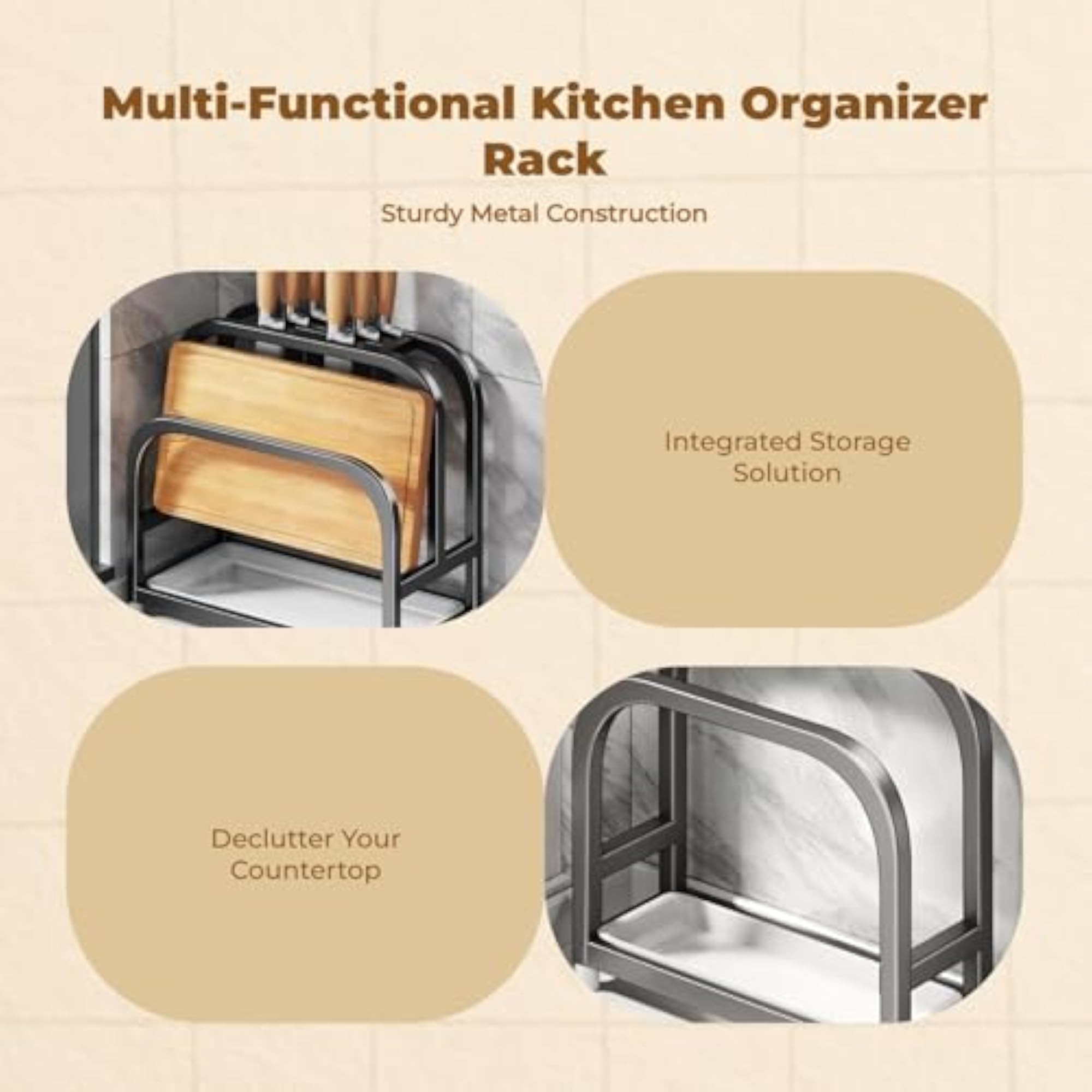 Stainless Steel Kitchen Storage Rack, Multifunctional Organizer