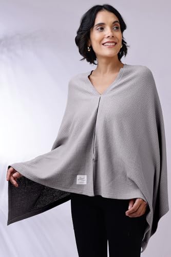 Image of Zelena Cotton Bamboo Blend Premium Nursing Cover for Breastfeeding | Breastfeeding Cover for Mothers | Feeding Shawl for Mother | Feeding Cloth | Breathable Nursing Covers | Poncho for Mom (Grey)
